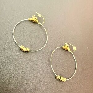 Restrung Guitar String Hoop Earrings Mixed Metal Hoop Earrings 1.25” Karma Hoops
